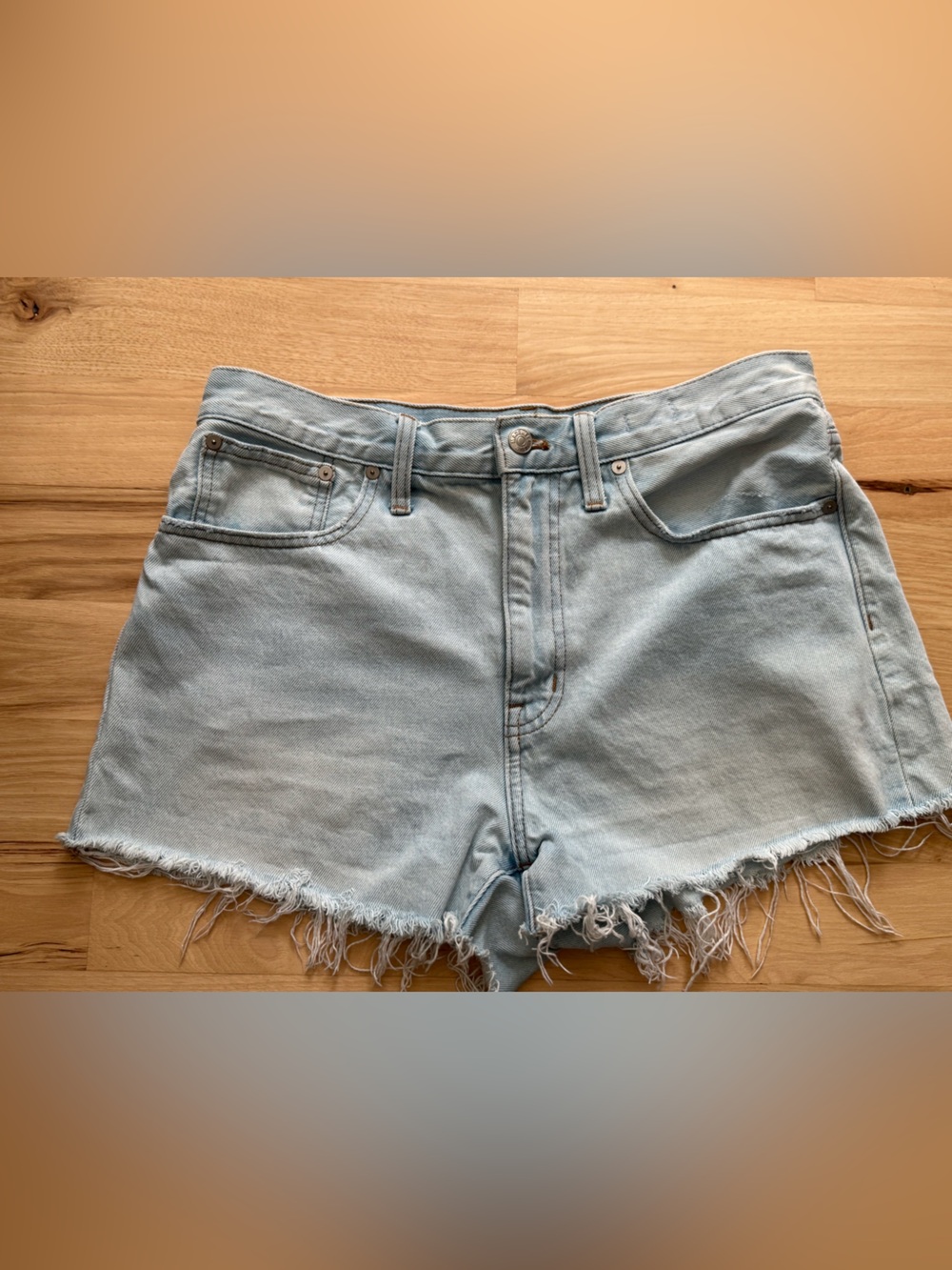 Madewell Light Blue Frayed Hem Denim Shorts
